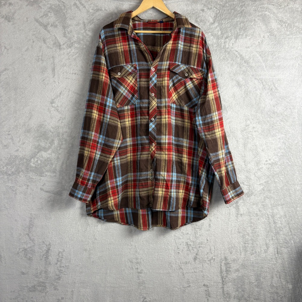 Plaid Flannel Shirt Plaid 3XL Button Down Long Sleeve Oversized Relaxed Comfort